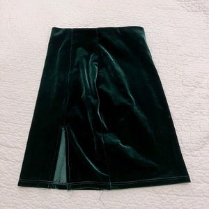 Green velvet high waisted skirt woman S